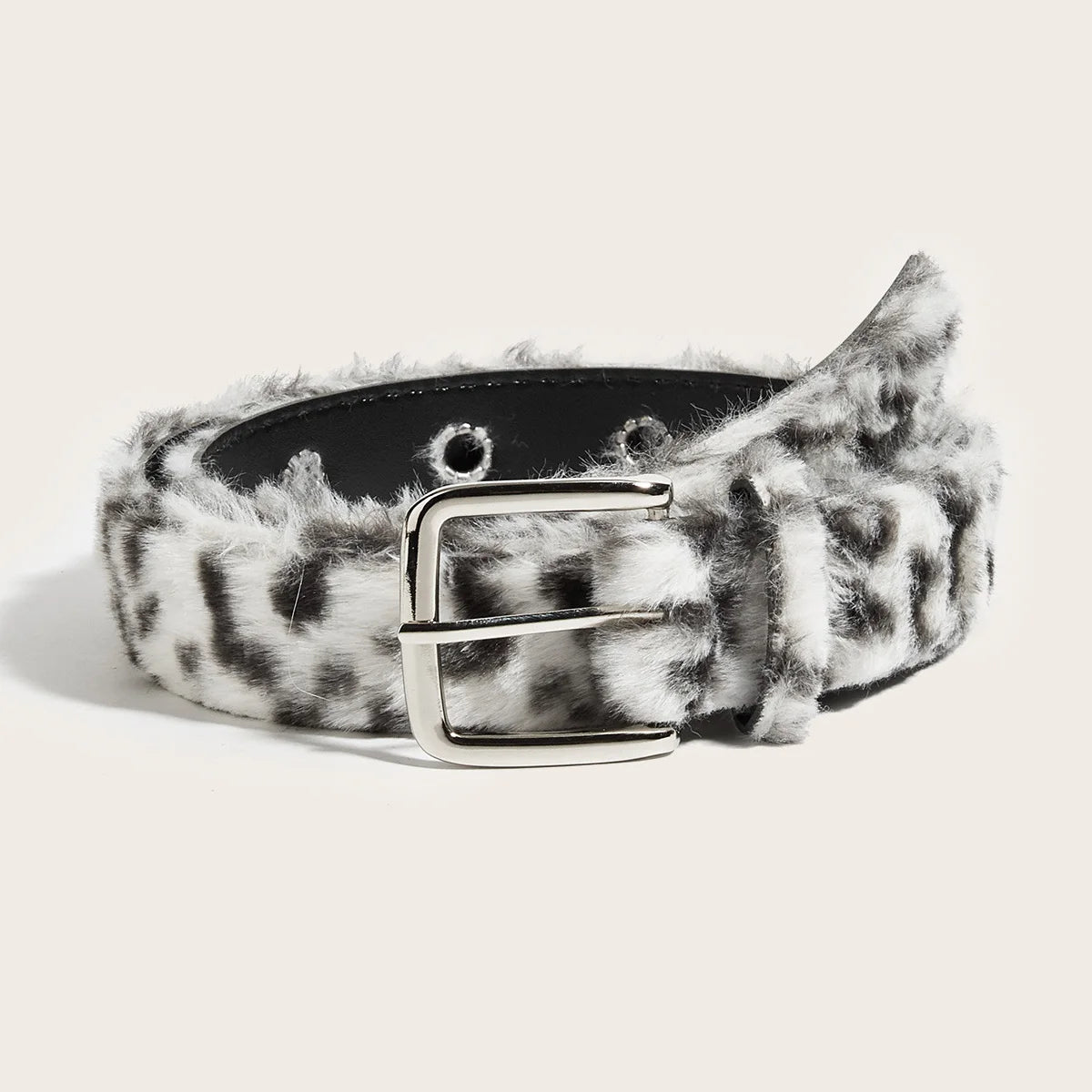 Gothic Y2K Women Belts Fashion Artificial Vivid Animal Fur Waistband Ladies Hip hop Punk Accessories Pink Jeans Waistband winter