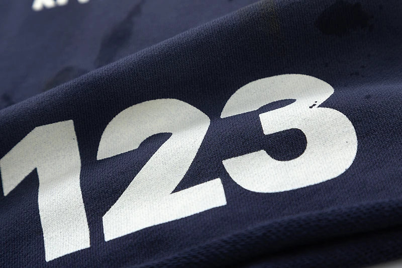 RRR123 2024 New Sports Shorts Heavyweight Washed Graffiti Print Vintage Drawstring Capris Casual High Street Loose Curled Y2K