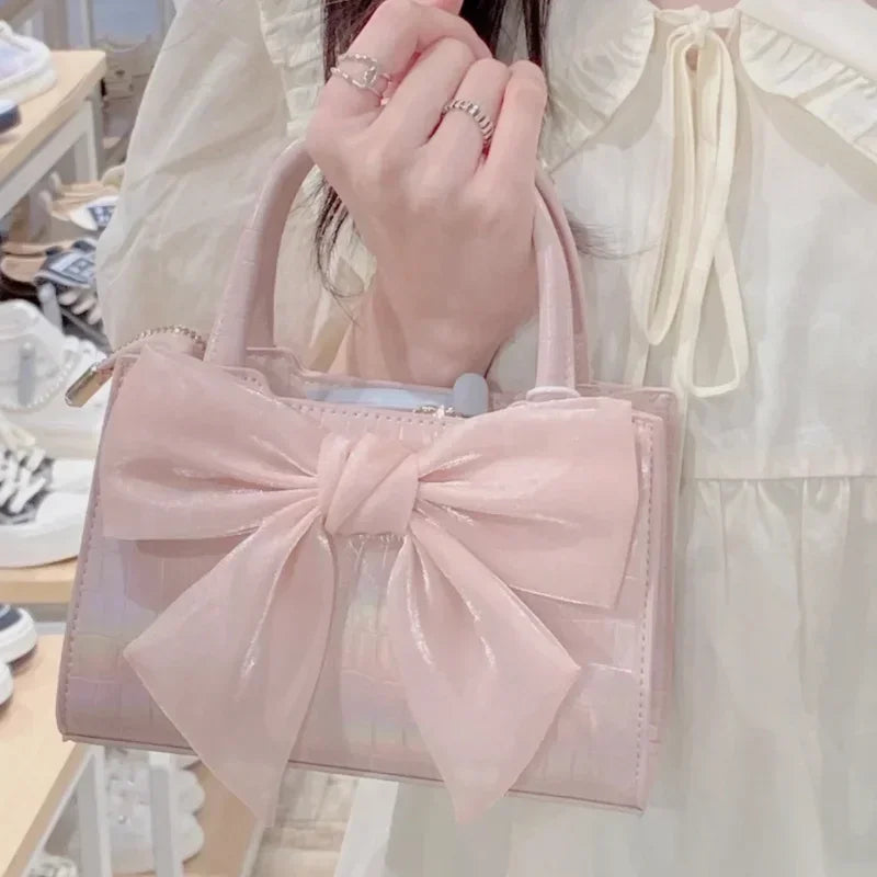 Fashion Womens Pink Bowknot Clutch Purse Shoulder Underarm Messenger Handbag