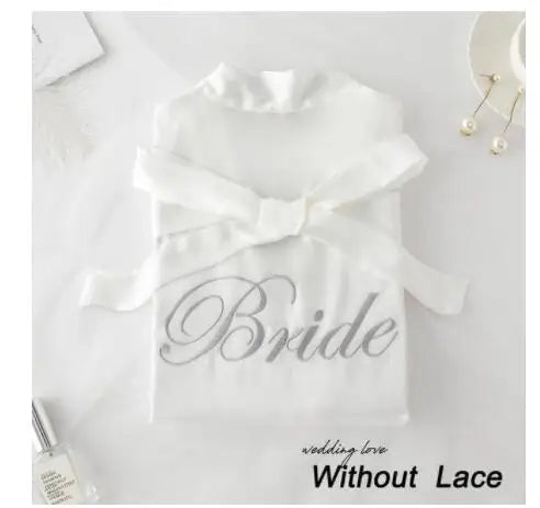 Summer Lace Sleepwear Bride&Bridemaid Wedding Robe Gown Solid Embroidery Kimono Bathrobe Women Casual Home Night Dress M L Xl