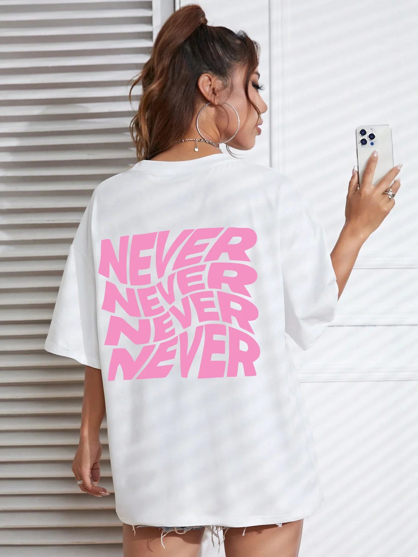 I Said Never Cotton Print Woman Tshirt Oversized All-Matchtee Shirt Aesthetic Soft Clothes Round Neck Sport Comfortableclothes