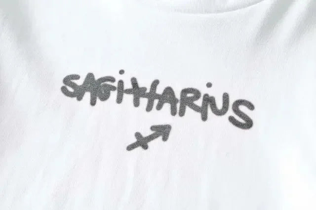 Y2K Baby T-shirt Slim Zodiac Sign Fitted Cropped Ribbed T-shirt crop top Cute Kawaii Tee Sexy Cap Sleeve Summer fairy grunge emo