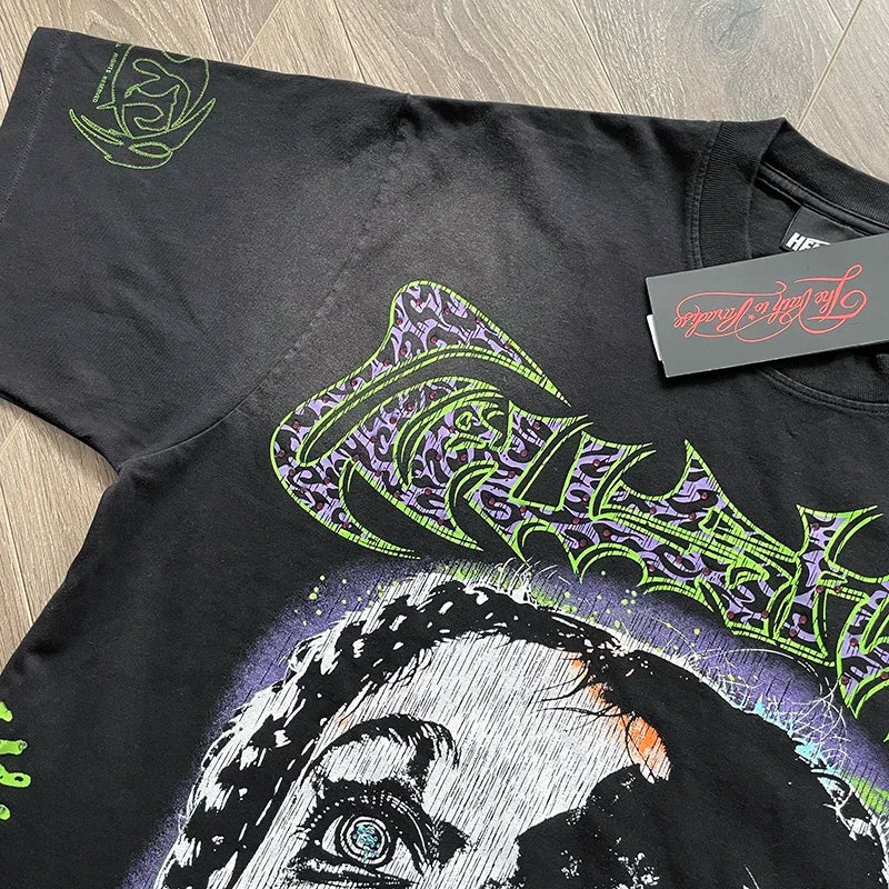 HS  Personalized letter portrait printed short sleeve T-shirt