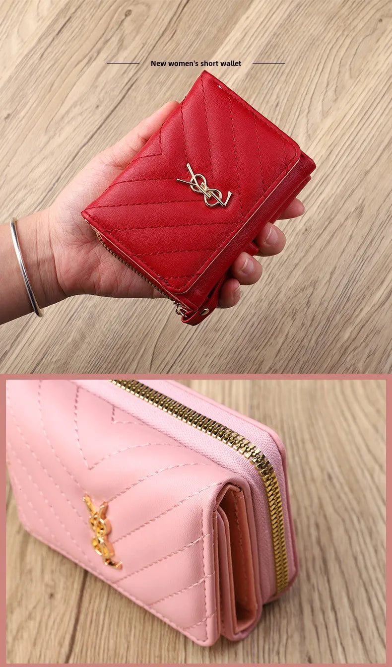 2025 new women's wallet short, fashionable and simple PU change bag card bag multi slot small wallet wallet wallet
