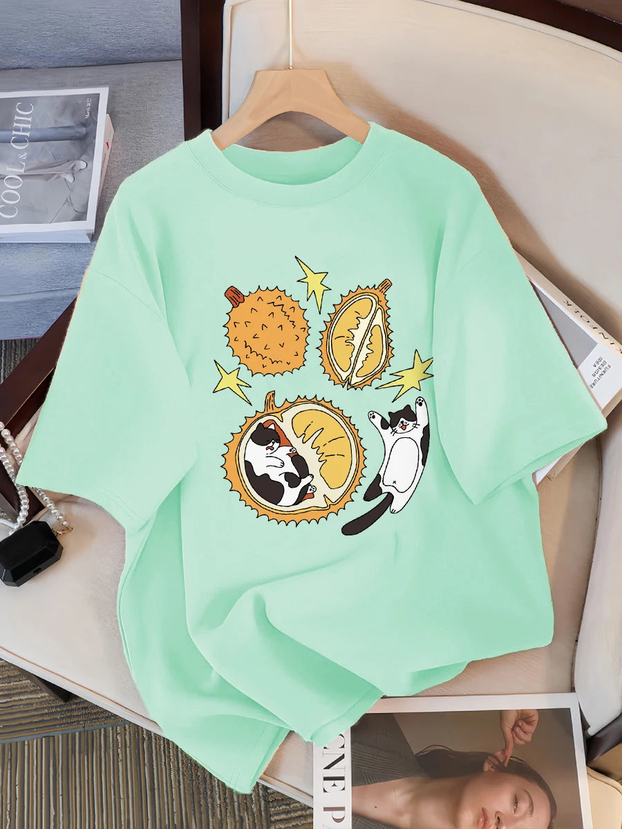 Real Fresh Cherry Fruit Cup Design Tee Shirts Female Comfortable Cotton T Shirt Fashion Casual Clothes Soft Street Short Sleeve