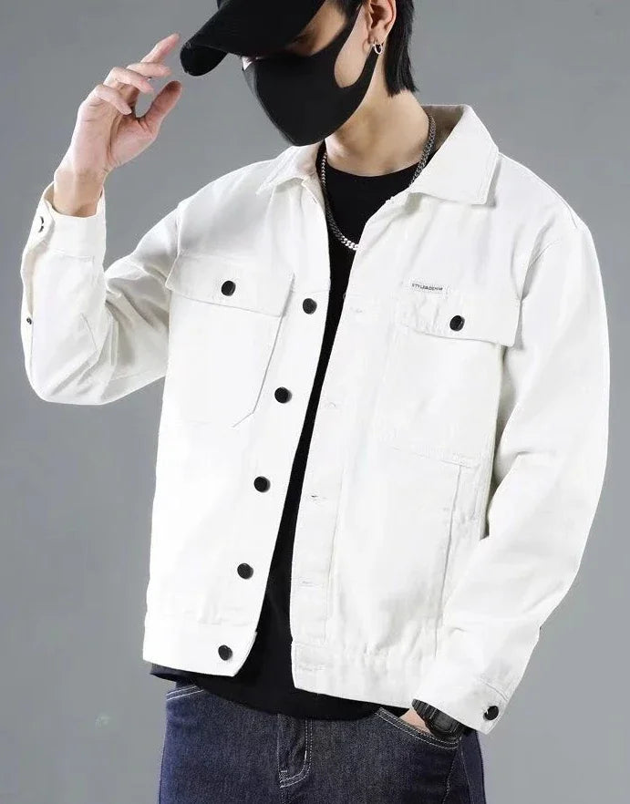 Button Black Denim Jackets Man Autumn Coat for Men Khaki Rock on Board Clothing Winter 2024 Designer Aesthetic Large Size