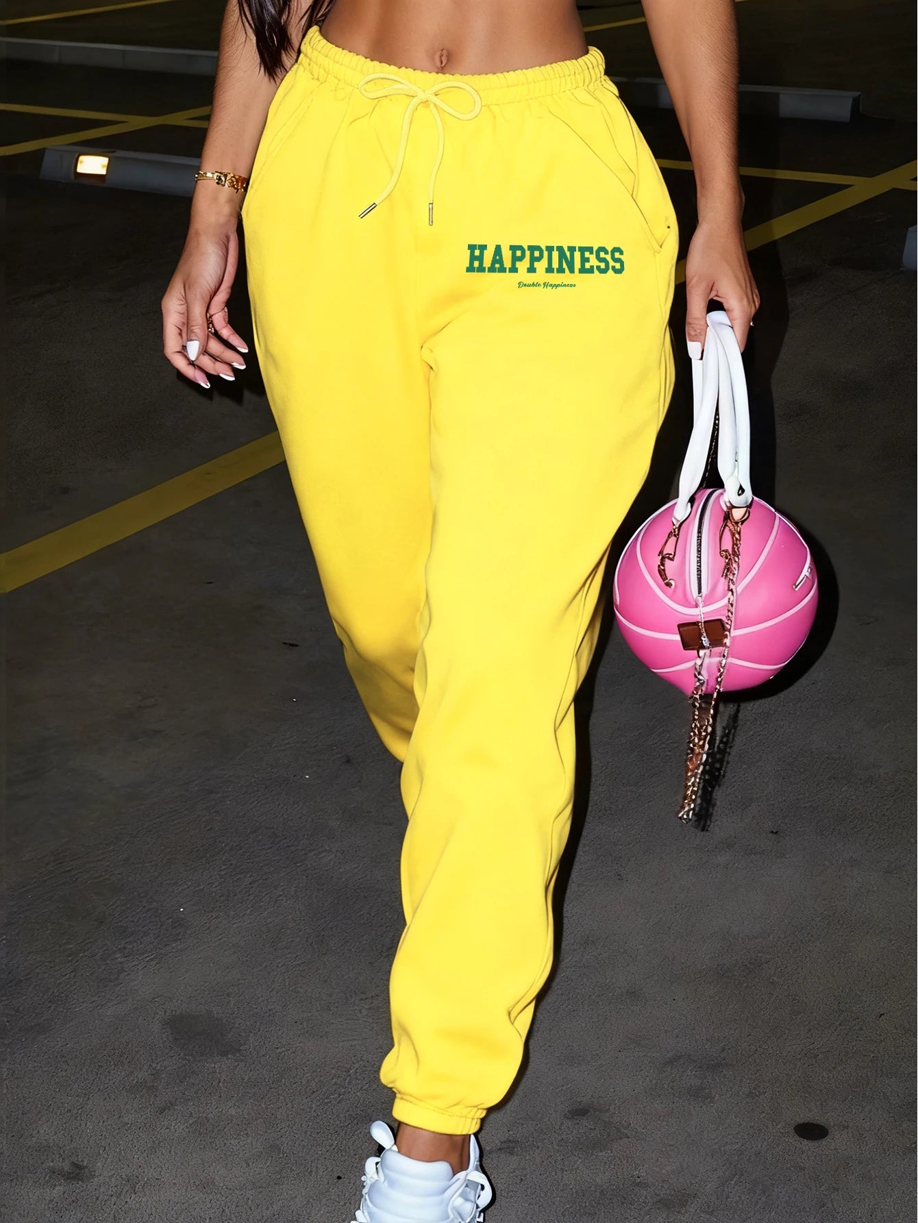 Today Feeling Happiness Printing Sweatpants Women Casual Autumn Sportpants Trendy Fleece Pants Hip Hop Comfortable Jogger