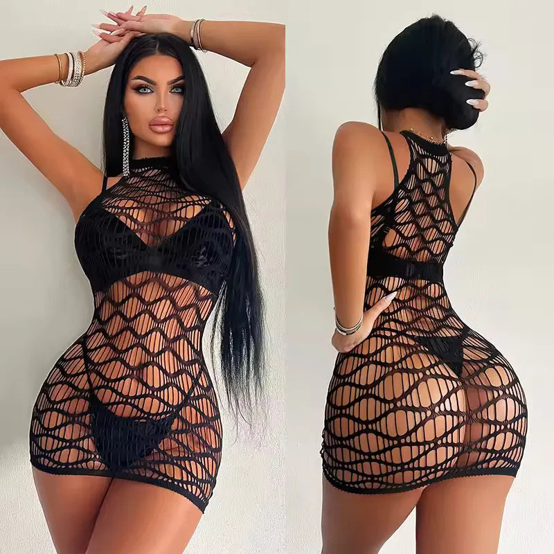 Dress Womens Mesh Sexy Lingerie Sheer Pajamas Pole Dance Body Stocking Bodysuit Underwear Chemise Sleepwear Clothing