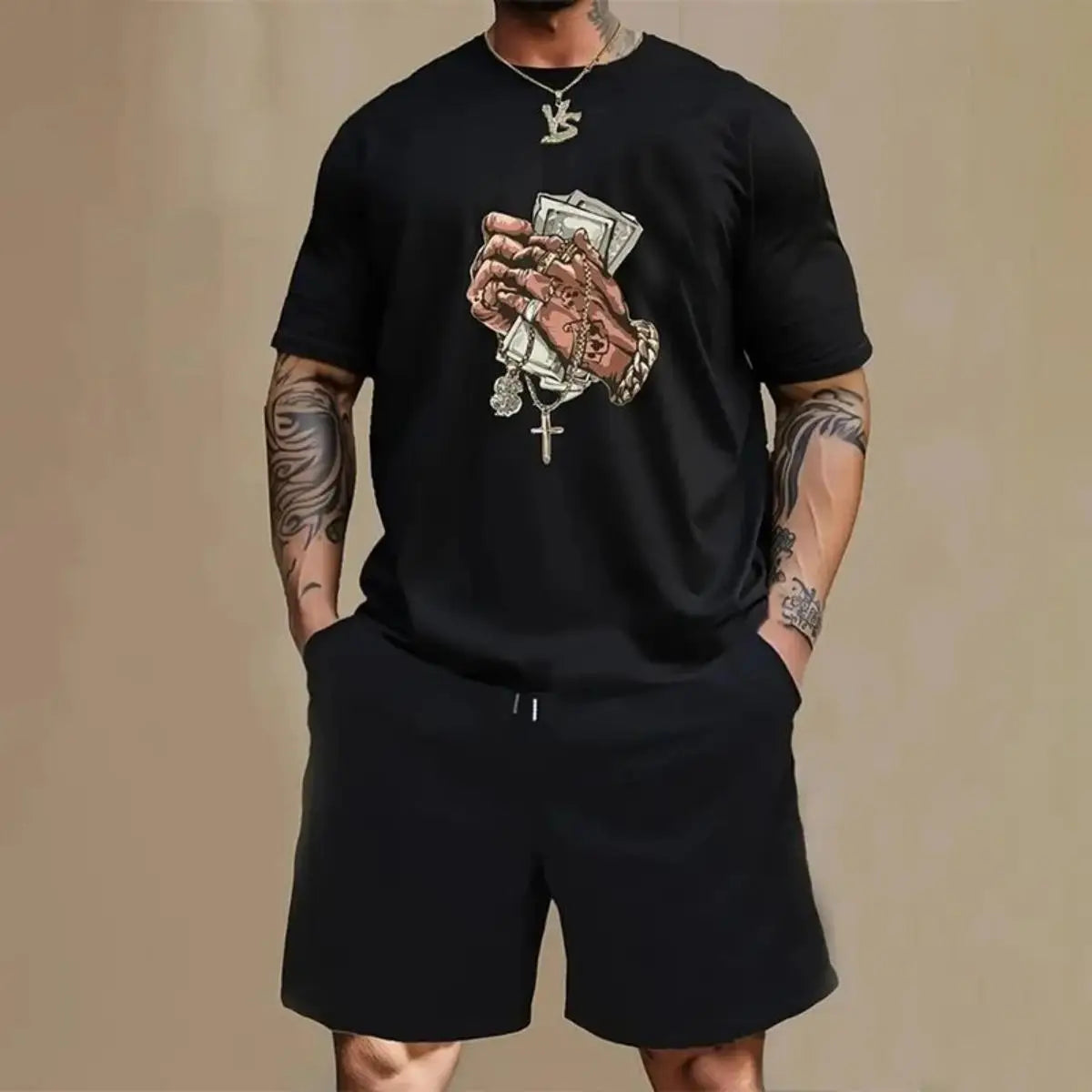 2025 New Fashionable Letter Printed Men's Short Sleeve Summer Fresh Men's Sports Fitness T-shirt Loose Round Neck Top