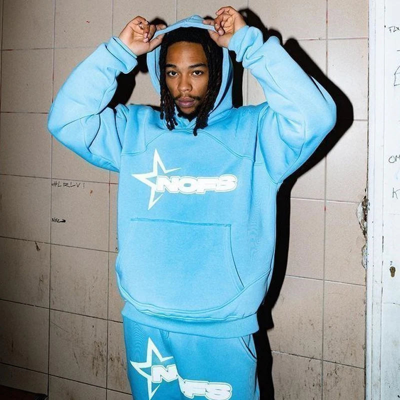 2024 New sweatsuit Letter Printing Streetwear Y2K Men's Hip Hop Oversized Hoodie Sweatshirt Sweatpant Casual Pants Sportswear