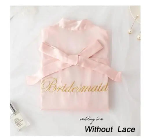 Summer Lace Sleepwear Bride&Bridemaid Wedding Robe Gown Solid Embroidery Kimono Bathrobe Women Casual Home Night Dress M L Xl