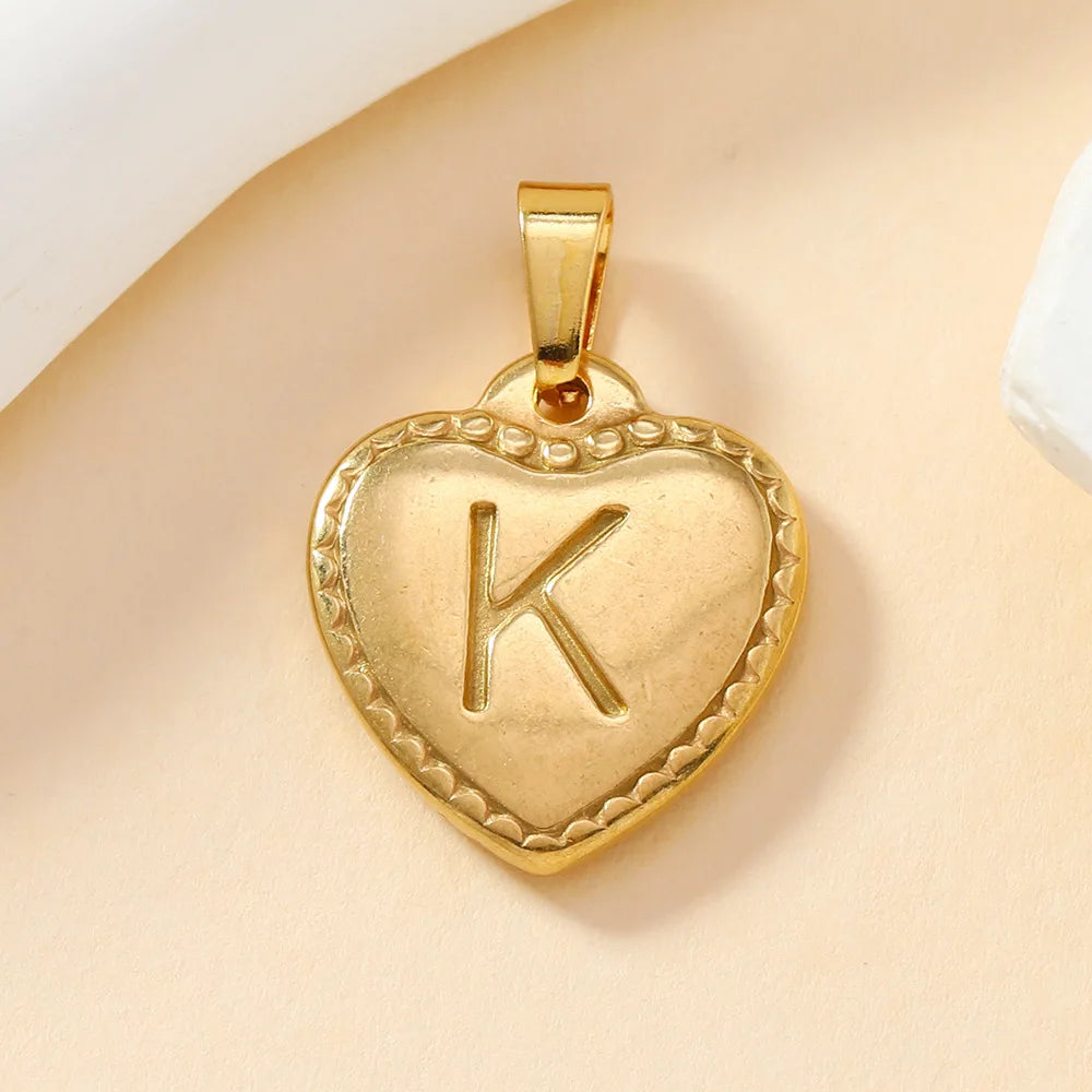 316L Stainless Steel Initial Necklace Letter Heart Pendant Chain For Women Name Jewelry Accessories