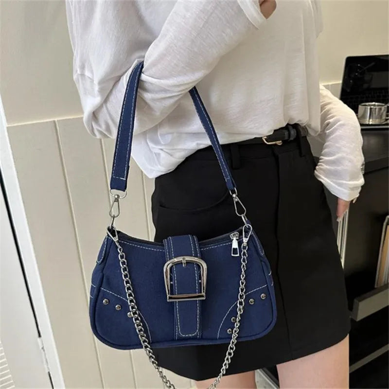 Simple Retro Underarm Bag Fashionable Trend Casual Shoulder Bag Canvas Casual Texture Crossbody Bag for Women