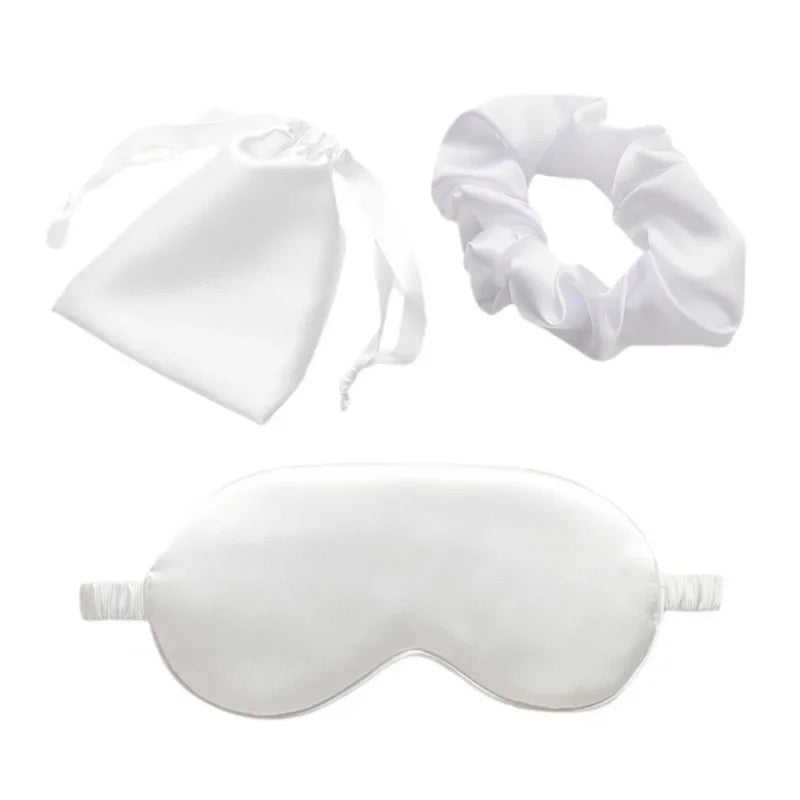 Silk-like sleeping eye mask with storage bag and scrunchie, soft cooling eye mask for face