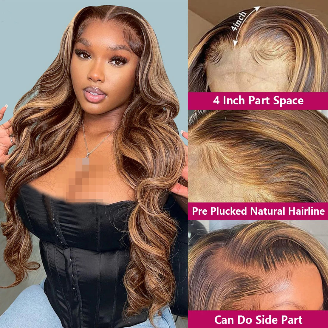Highlight Body Wave Wig Brazilian Human Hair Wigs For Black Women 13x4 Honey Blonde Lace Front Wig 13x6 HD Lace Frontal Wig Sale
