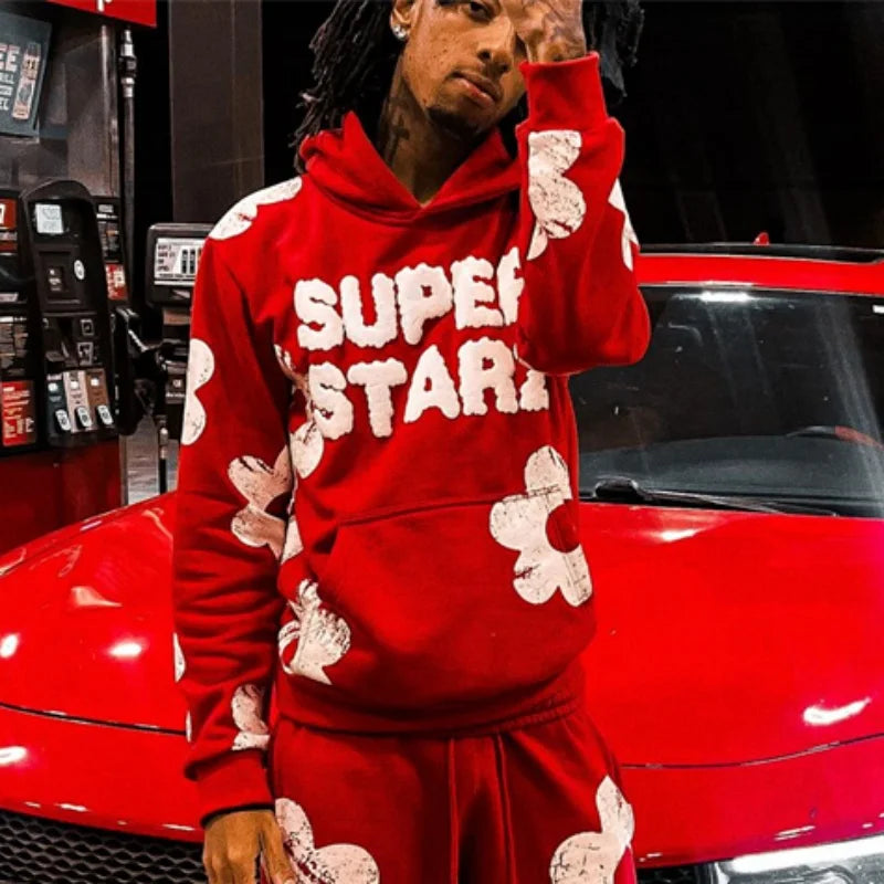 Y2k Aesthetics Winter Men's Sweatshirt Gothic Hip Hop Flowers Graphics Vintage Slim Hoodie Punk Grunge Long Sleeve Couple Jacket