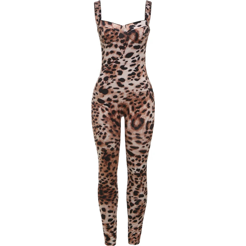 Weird Puss Sexy Jumpsuit Women Sleeveless 2025 Sexy Trend Leopard Print Sleeveless Street Fit Stretch Activity Workout Overalls