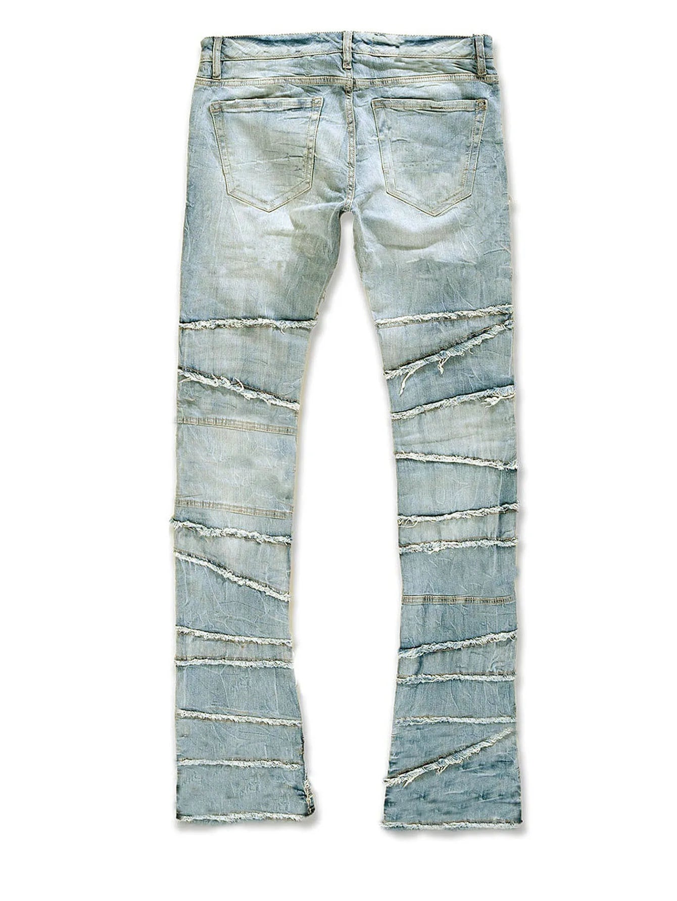 Straight Pant Men Jeans Denim Pants Slim Fit Irregular Folds Tassel Splice Simple Button Pocket High Street Trousers Spring