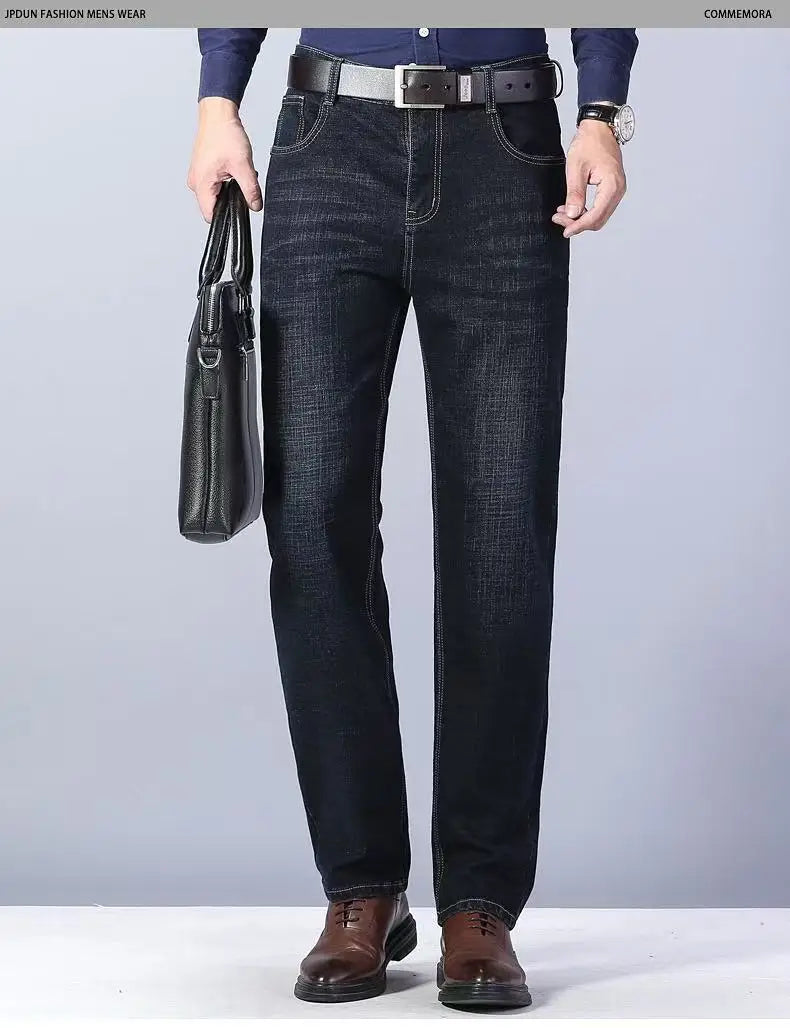 2025 Spring/Summer New Men's Jeans Micro Elastic Loose Straight Tube Business Casual Men's Pants Boutique Denim Series