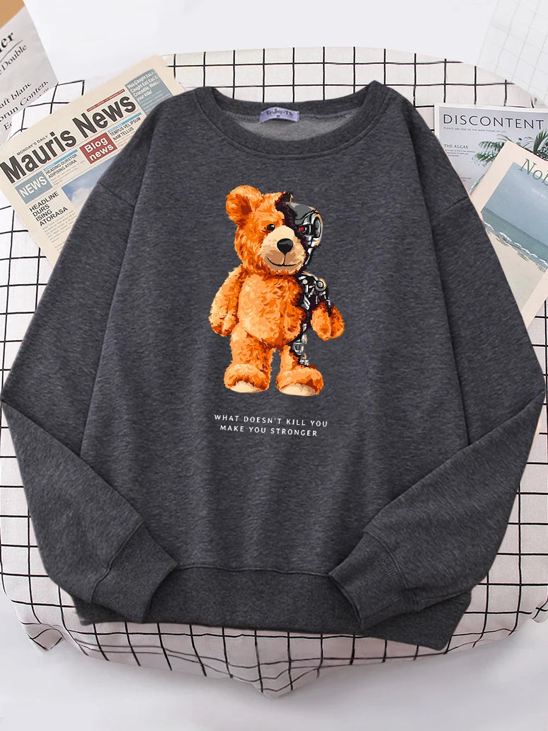 Teddy Bear Show You What I Am Really Look Like Hoodie Female Hipster Oversize Hoody Casual Sweatshirt Streetwear Soft Pullovers