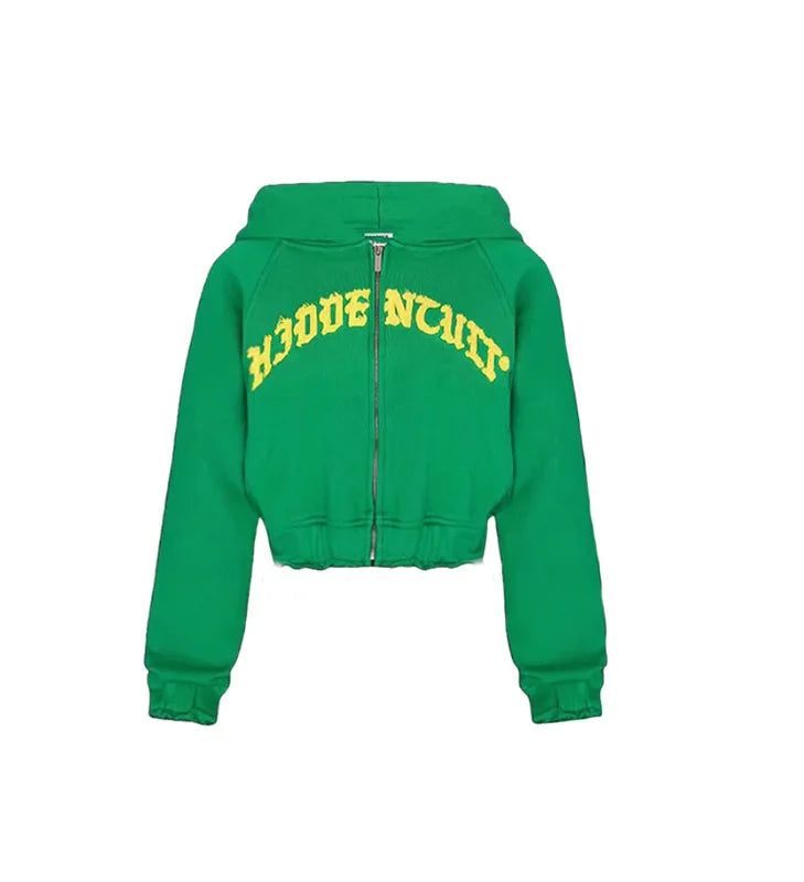 Zipper hoodie Camouflage sweatpants 2-piece set Y2K Women's clothing Goth Alphabet embroidered pullover Sweatshirt casual pants