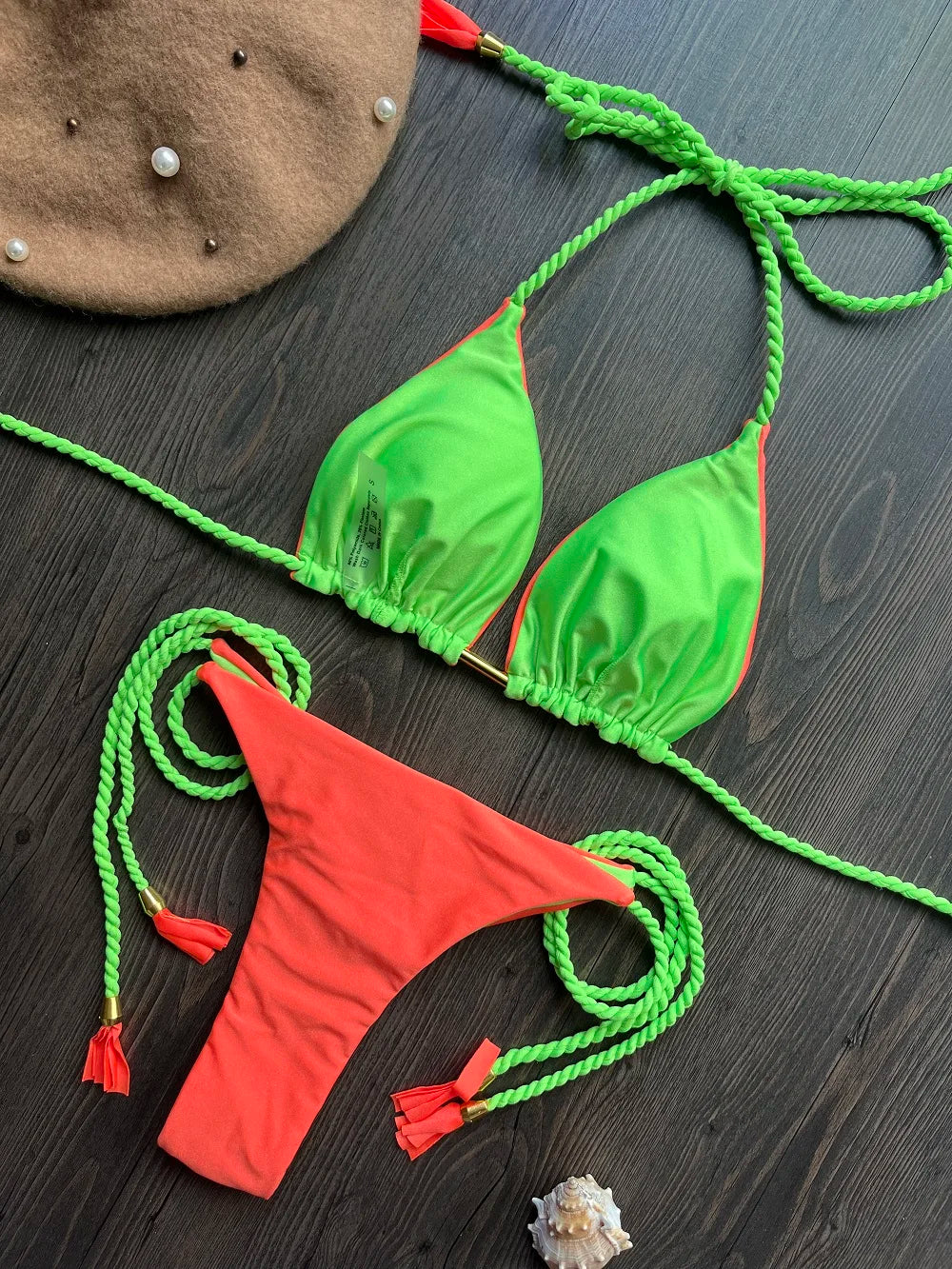 2025 New Sexy Beach Women's Swimsuit Braiding rope Bikinis Set Two-piece Triangle Swimwear Bathing Suit Brazilian Biquinis