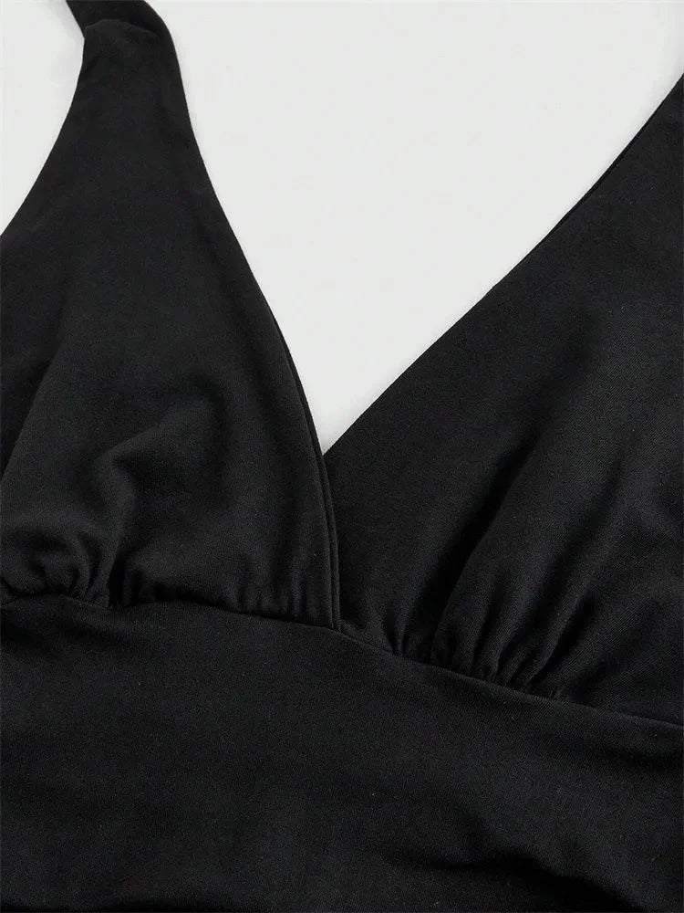 Leopard Printed V-neck Backless Halter Crop Top for Women Summer Sexy Y2K Sleeveless Ruched Top Streetwear