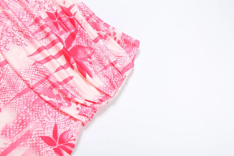 Weird Puss Fashion Patchwork 2 Piece Set Women Pearls Necklace Halter Applique Crop Tops+Skinny Skirts Vacation Beach Style Suit