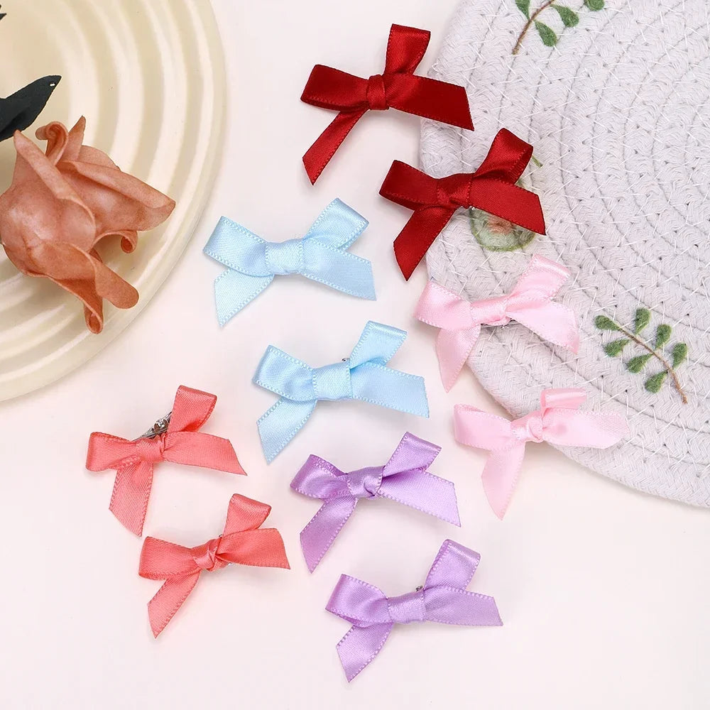 5-24Pcs Y2k Girls Bows Mini Hair Clips Metal Hairpin Headwear Barrette Handmade Ribbon Bow Bangs Clip Fashion Hair Accessories