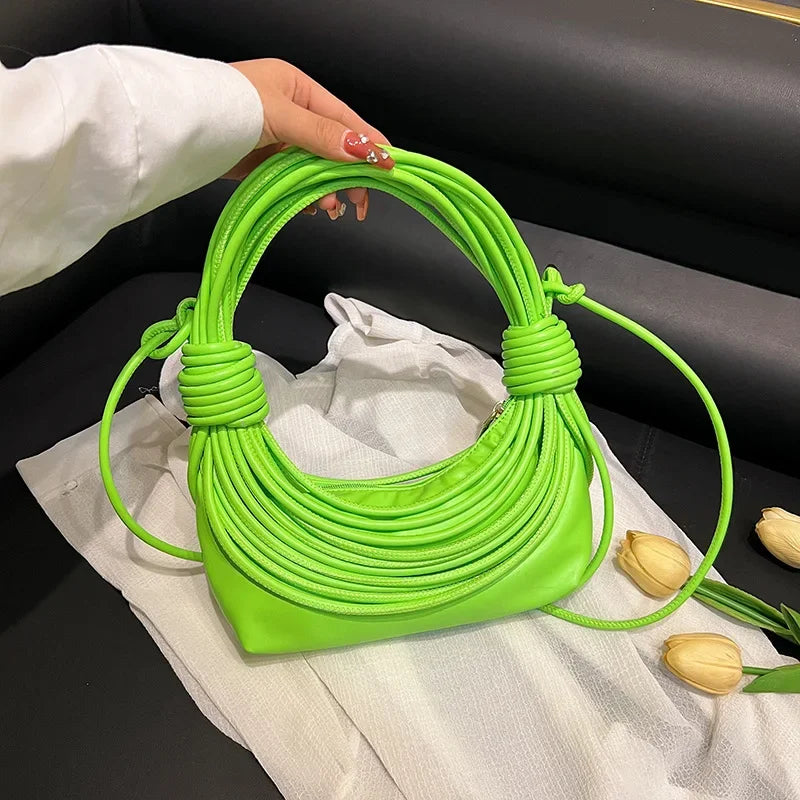 2025 Trendy! Women's Multicolored Woven Knot Handbag - Stylish Crossbody/Top Handle Bag | High-End Texture for Streetwear