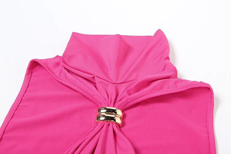 Weird Puss Metal Knot Tank Tops Women 2025 Summer Solid Pleated Sleeveless Stretch Simple Basic Streetwear Skinny Casual Vest