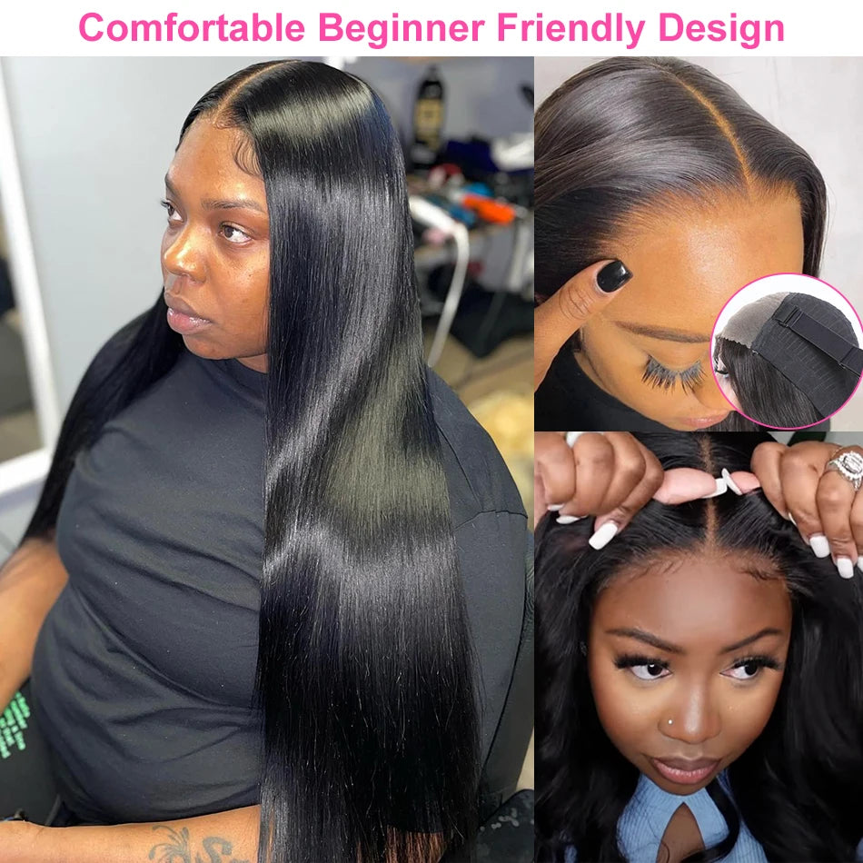 Pre Cut No Glue 4x6 Bone Straight Glueless Wig Human Hair 5x5 Ready To Wear Brazilian Lace Front Wigs For Women Preplucked Bling