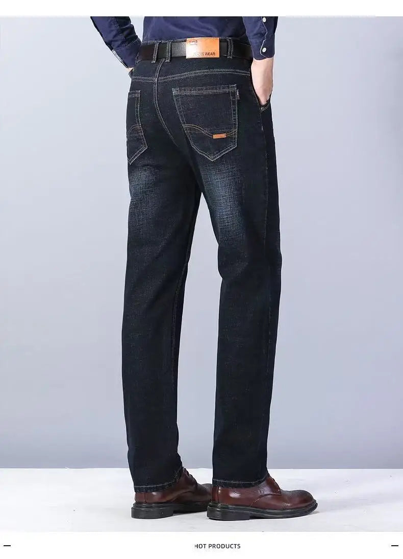 2025 Spring/Summer New Men's Jeans Micro Elastic Loose Straight Tube Business Casual Men's Pants Boutique Denim Series