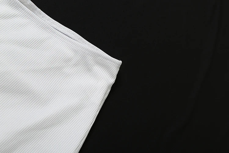 Weird Puss Ribbed Casual 2 Piece Set Women Ruffles Square Collar Backless Tank Tops+Skinny Shorts Versatile Style Trend Outfits