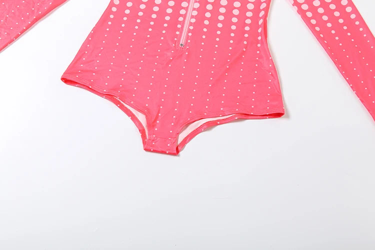 Zip Gradient Dot Turtleneck Romper — Women's Clubwear