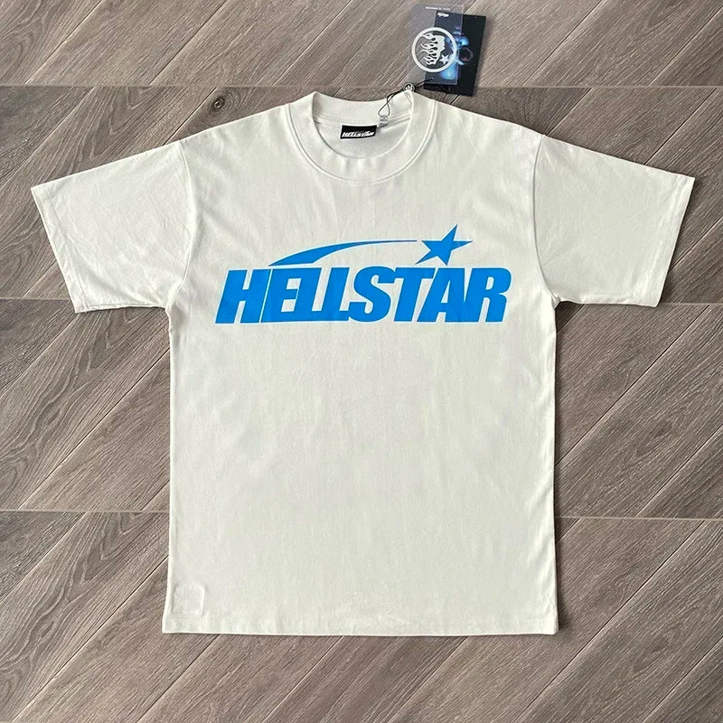 HS Gel Sport Logo Cotton wash short sleeve T-shirt European and American fashion