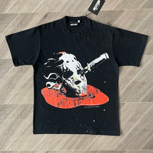 HS Halloween Skull Washable cotton printed skull short sleeve T-shirt