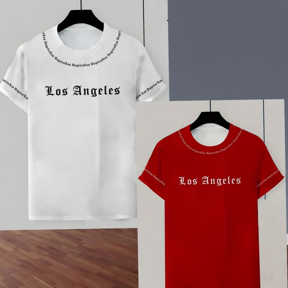 2025 Los Angeles Printed Men's Suit 2 Pieces Set Casual Suit SportswearFitness Set  Men's Oversized Clothes