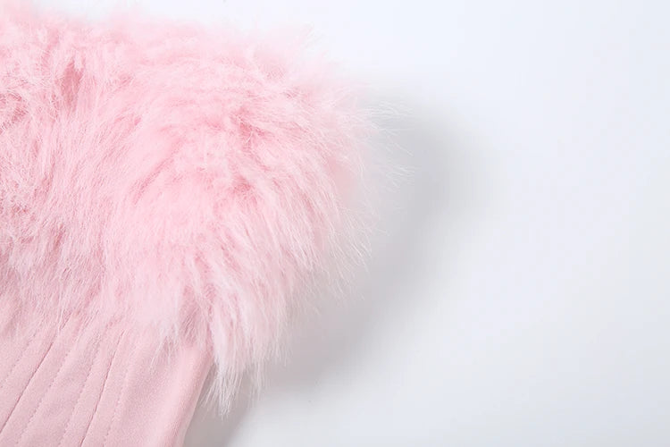 Weird Puss Christmas Furry Strapless Tops Women Patchwork Sexy Long Gloves Matching Birthday Luxury Classic Midnight Clubwear