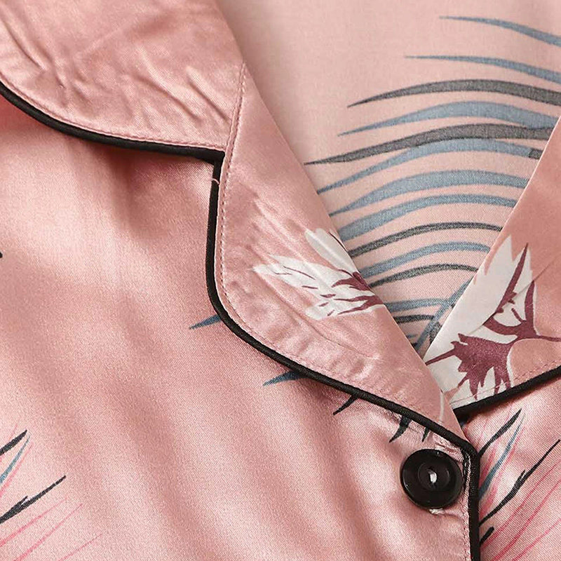 Women's Pajamas Set 7 Pieces Satin Sleepwear Pijama Silk Nightgown Suit Summer Women Home Clothing Printing Sleep Pyjama Femme