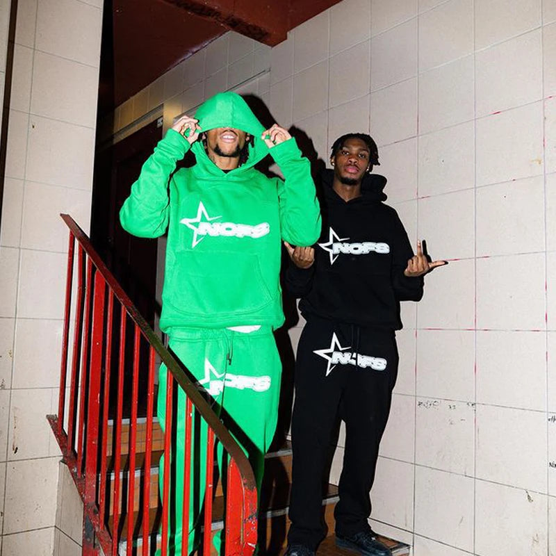 2024 New sweatsuit Letter Printing Streetwear Y2K Men's Hip Hop Oversized Hoodie Sweatshirt Sweatpant Casual Pants Sportswear