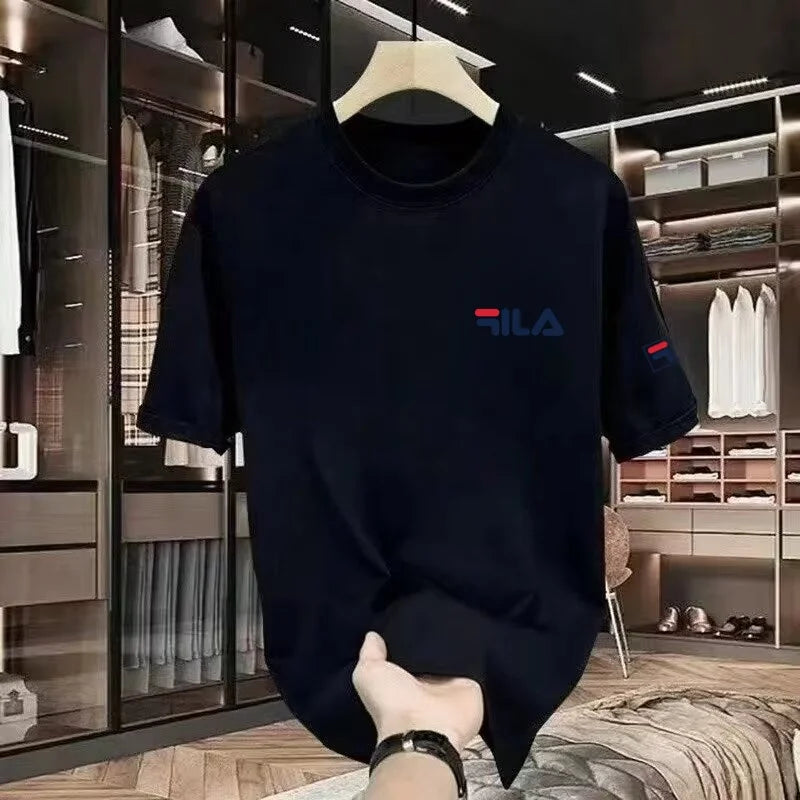 2025 summer new trendy cool family T-shirt, fila, pure cotton short sleeves