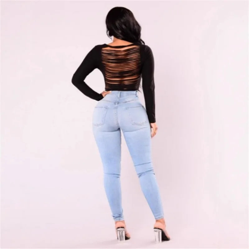 Sexy Jeans Women Skinny Pants High Waist Stretch Lady Jeans Push Up Leggings Slim Pockets Button Pencil Jeans Women Pants