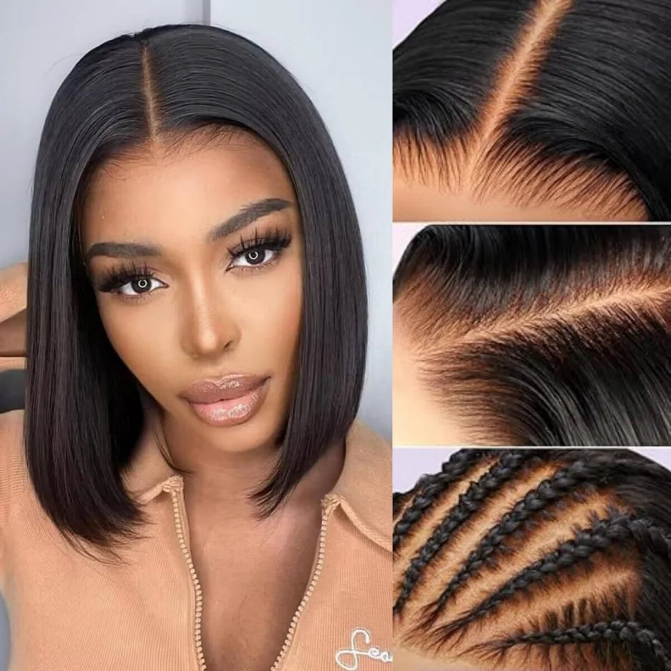 Bob Wigs Human Hair 13X6 Lace Front Wig 220 Density Short Straight Hd Transparent Lace Frontal Wigs Brazilian Closure For Women