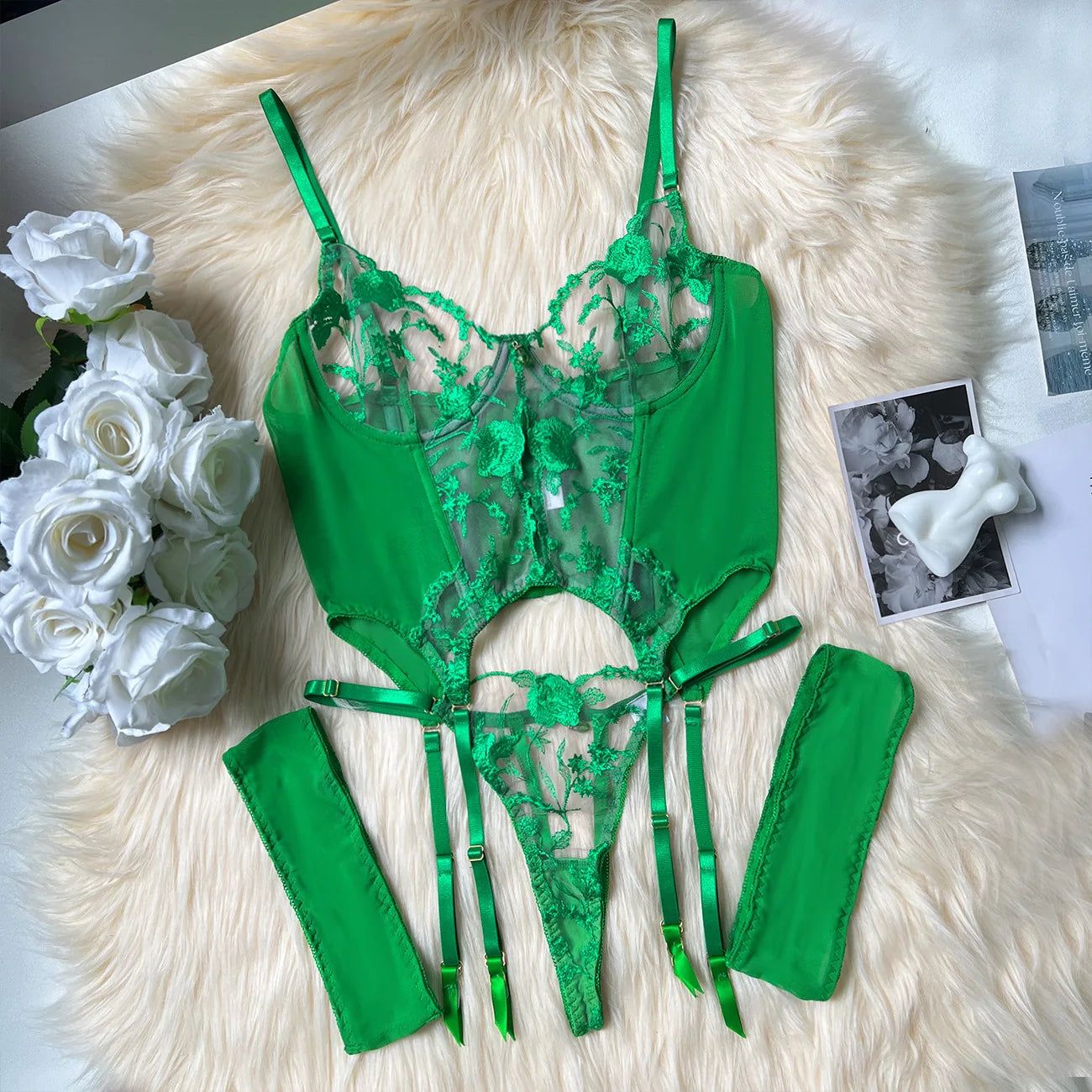 SINGREINY Gauze Sheer Slim Erotic Bra&Brief Sets Fashion Embroidery Club Sleepwear Female Prono Transparent Sexy Underwear Suits