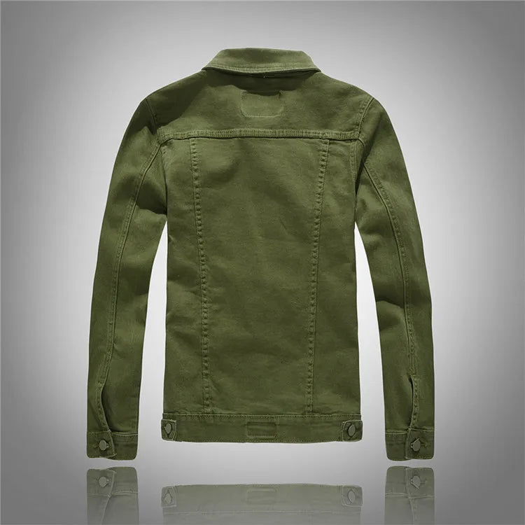 2025 Denim Jackets Men Solid Color Jacket Slim Fit Denim Coat Fashion Military Jacket Yellow Black Green White Top for Men