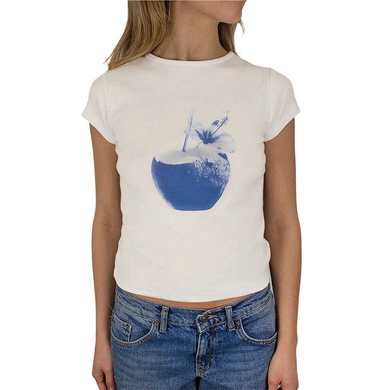 Five-pointed star Print T Shirt ladies Fashion Graphic Shirts Casual Short Sleeved White Tee O-neck Harajuku T-shirts