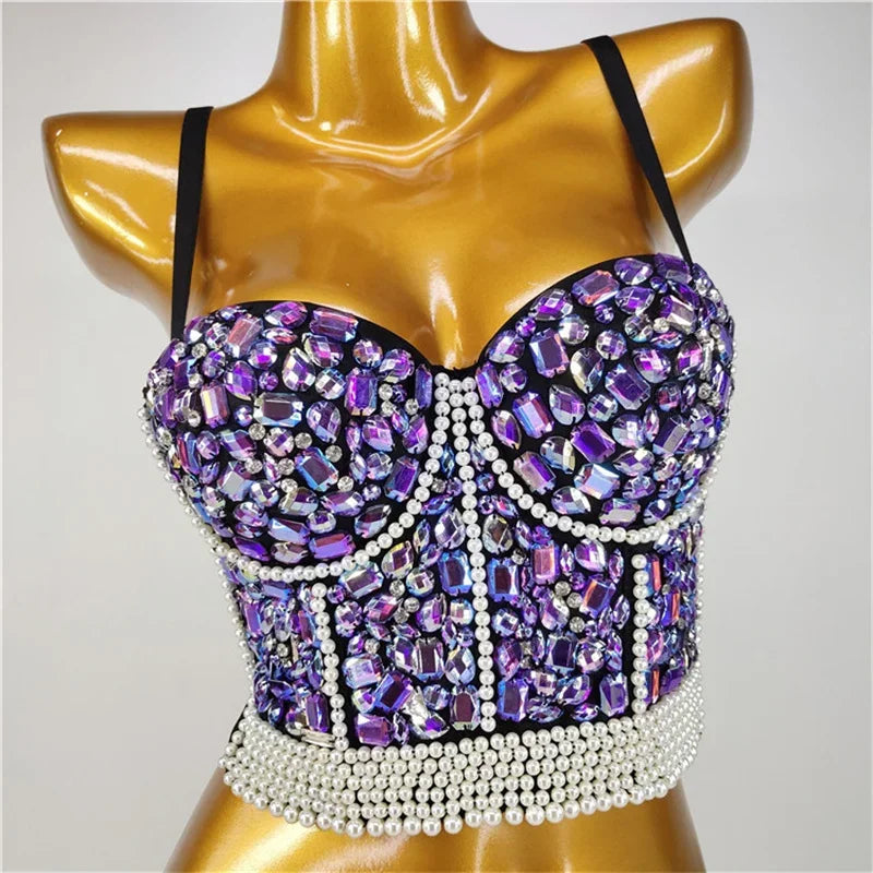 Bling Rhinestone Corset, Luxury Woman Clothes