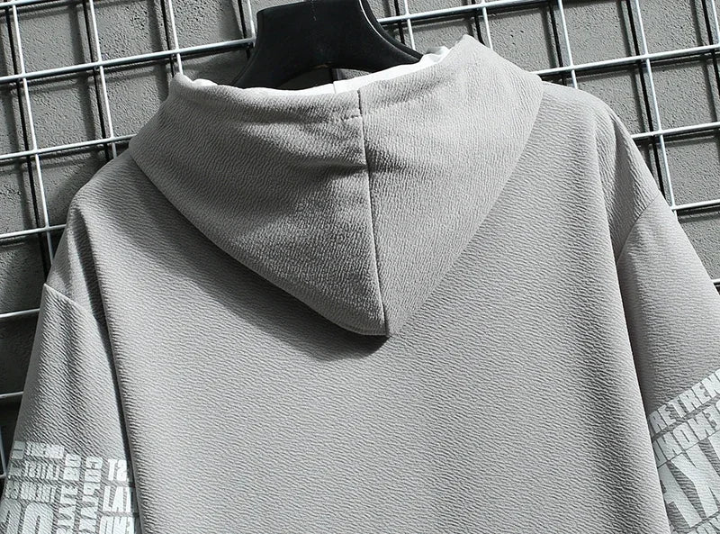 2024 Men's Sweatshirts Korean Fashion Harajuku Streetwear Short Sleeve Hoodies Men Summer Men Clothing Print Cartoon Hoodies Men