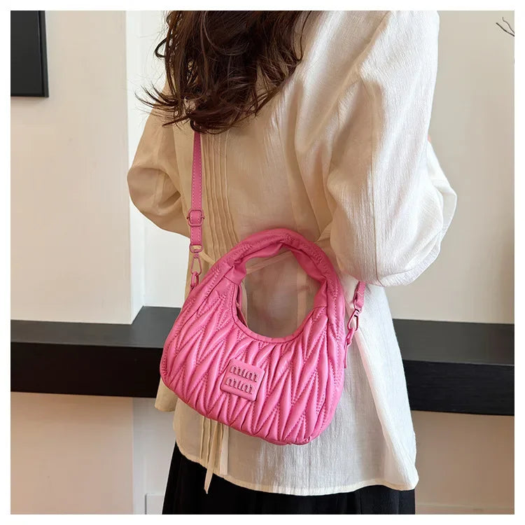 2025 New! Women's Niche Pleated Dumpling Bag – Mini Portable, Summer Trendy, Lightweight Fabric & Easy-Carry Messenger